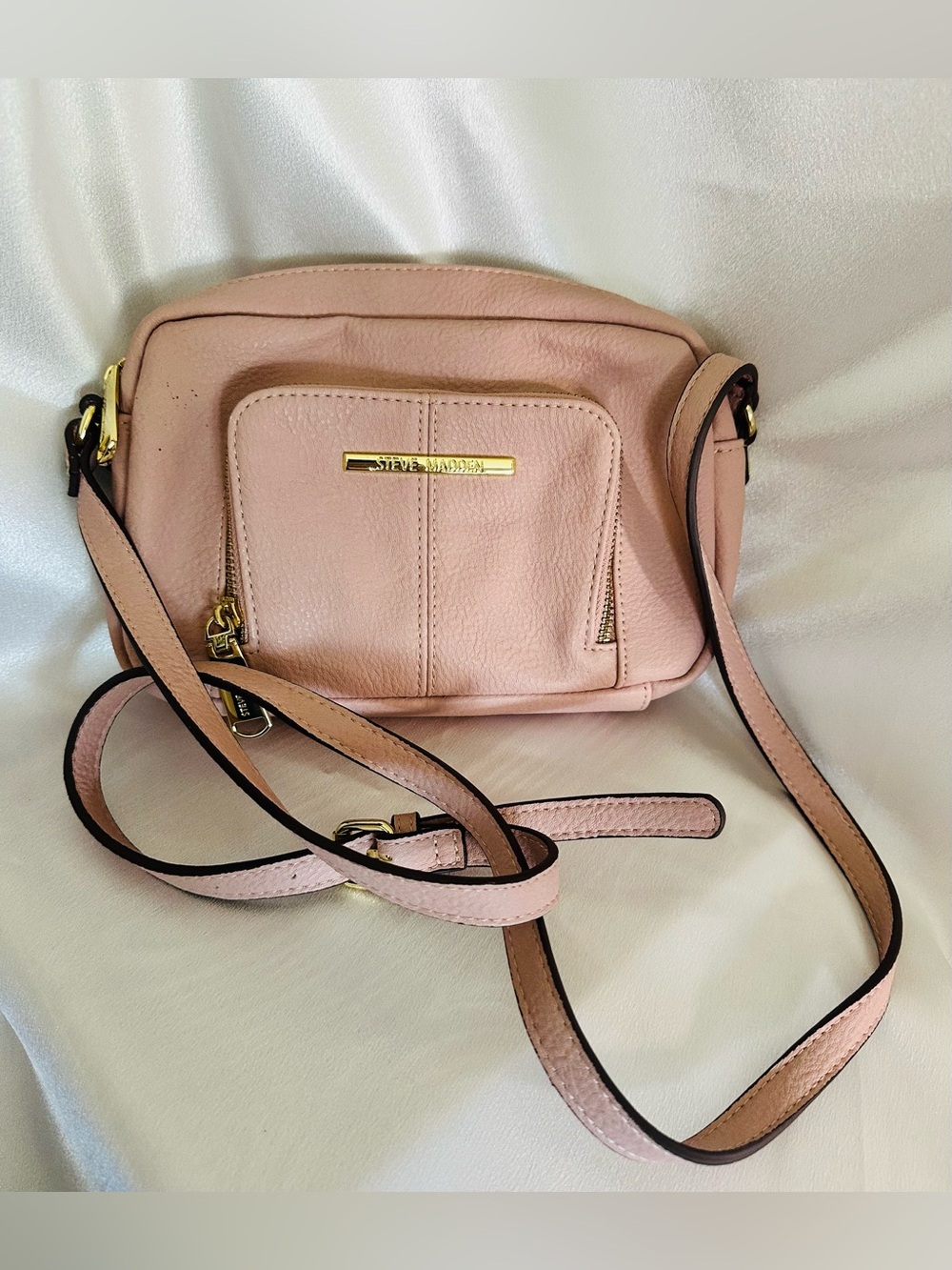 Steve Madden Blush Pink Pebbled Crossbody Bag Gold Hardware